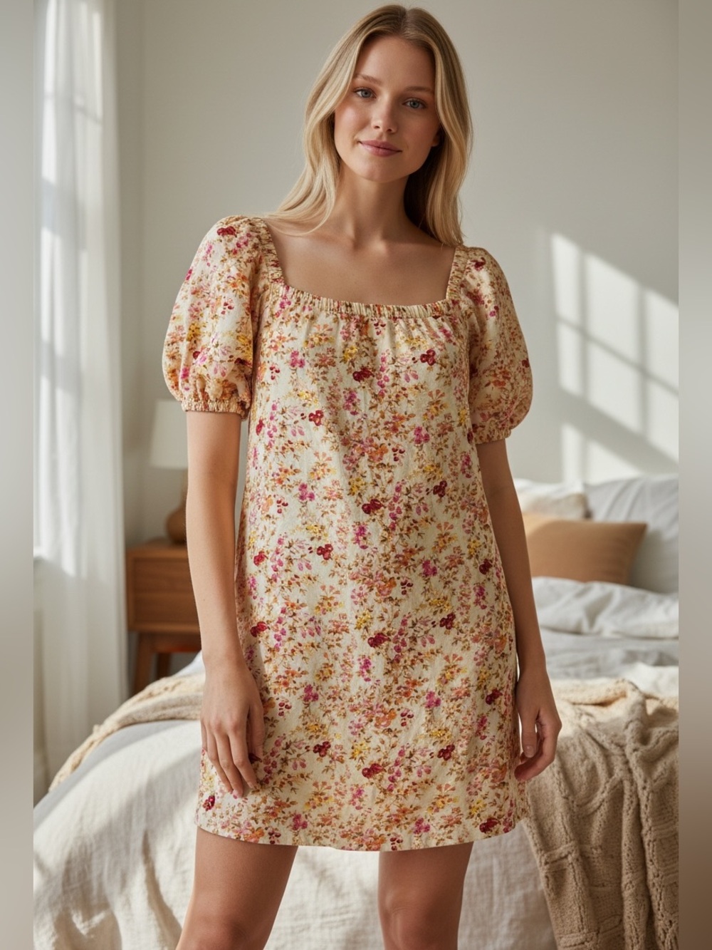 Auguste The Label Fern Savannah mini dress in Cream and Pink Size US 10